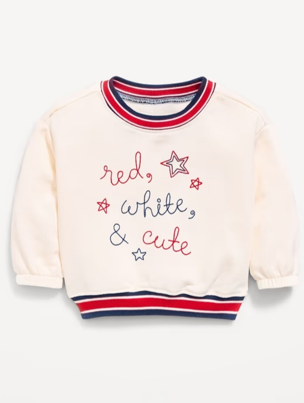 Old Navy Red White and Cute Star Crew Neck Sweatshirt Cream 6 - 12 M